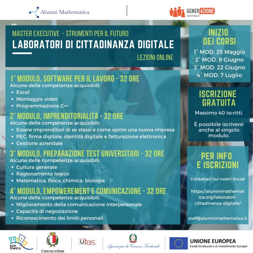 Partite le iscrizioni gratuite ai corsi di Alumni mathematica